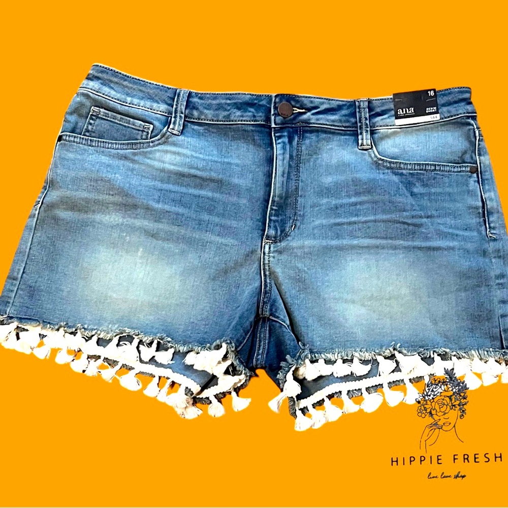 a. n.a. Denim Shorts with Tassels New With Tags Size 16
